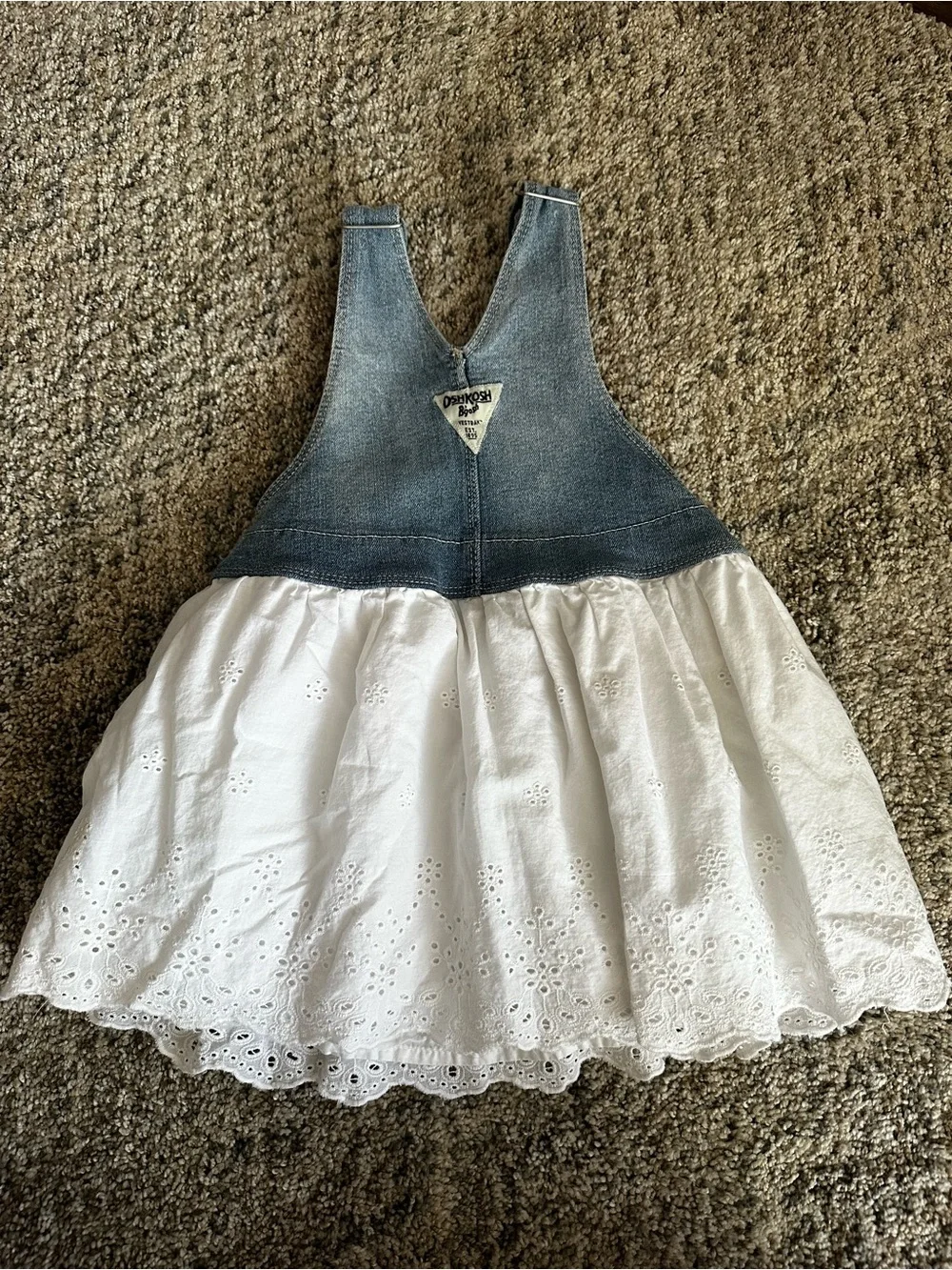 OshKosh B'gosh Denim & White Eyelet Skirt Overalls - Girls